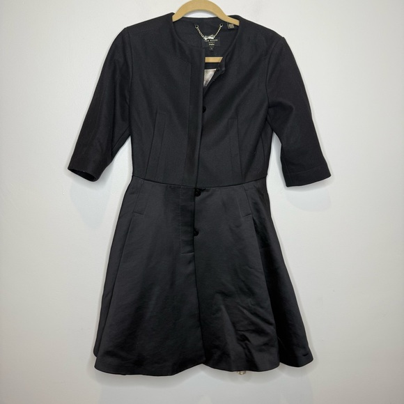 Ted Baker Wool and Satin Black Short Sleeve Swing Coat